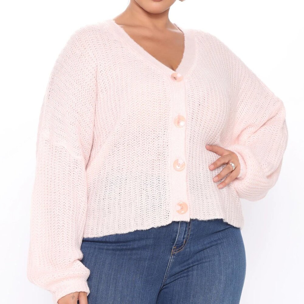 Pink Cropped Cardigan Oversized - BABYGIRL